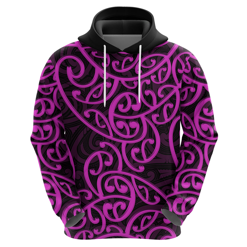 New Zealand Hoodie Maori Pattern Purple LT6 - Wonder Print Shop