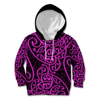 New Zealand Kid Hoodie Maori Pattern Purple LT6 - Wonder Print Shop