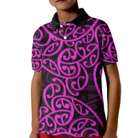 New Zealand Kid Polo Shirt Maori Pattern Purple LT6 - Wonder Print Shop