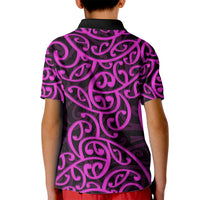 New Zealand Kid Polo Shirt Maori Pattern Purple LT6 - Wonder Print Shop