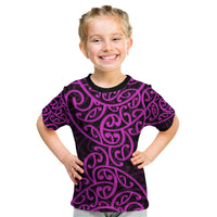 New Zealand Kid T Shirt Maori Pattern Purple LT6 - Wonder Print Shop