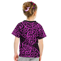 New Zealand Kid T Shirt Maori Pattern Purple LT6 - Wonder Print Shop