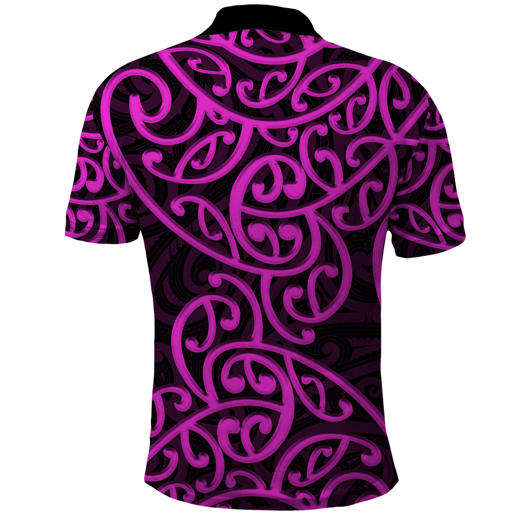 New Zealand Polo Shirt Maori Pattern Purple LT6 - Wonder Print Shop