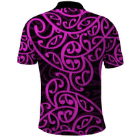 New Zealand Polo Shirt Maori Pattern Purple LT6 - Wonder Print Shop