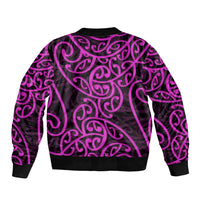 New Zealand Sleeve Zip Bomber Jacket Maori Pattern Purple LT6 - Wonder Print Shop