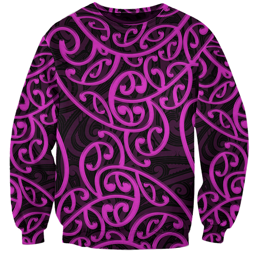 New Zealand Sweatshirt Maori Pattern Purple LT6 - Wonder Print Shop