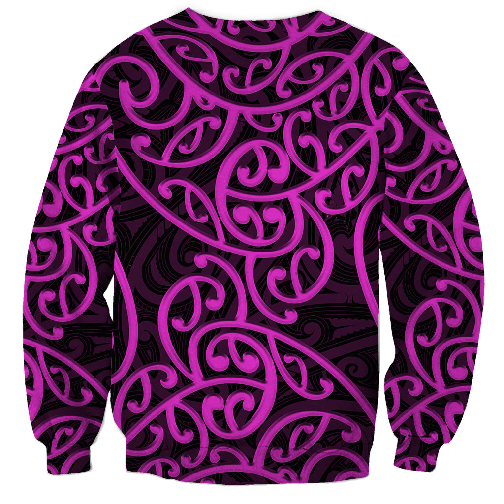 New Zealand Sweatshirt Maori Pattern Purple LT6 - Wonder Print Shop