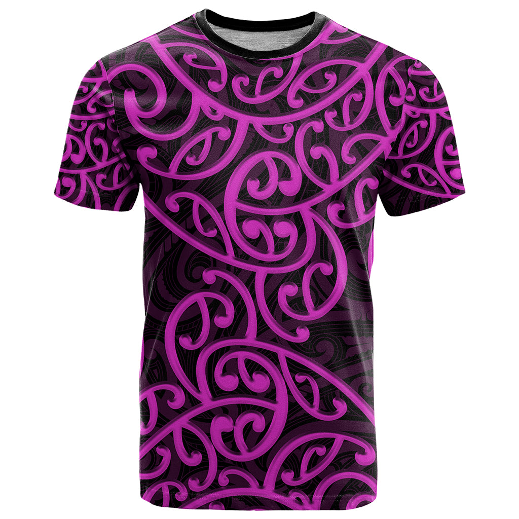 New Zealand T Shirt Maori Pattern Purple LT6 - Wonder Print Shop
