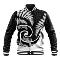 New Zealand Baseball Jacket Maori With Silver Fern White LT6 - Wonder Print Shop