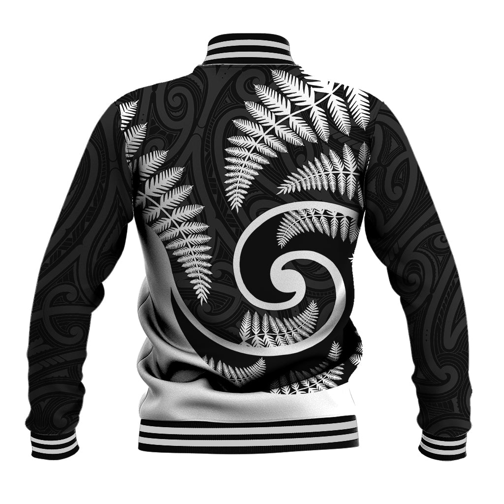 New Zealand Baseball Jacket Maori With Silver Fern White LT6 - Wonder Print Shop