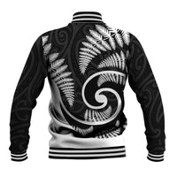 New Zealand Baseball Jacket Maori With Silver Fern White LT6 - Wonder Print Shop
