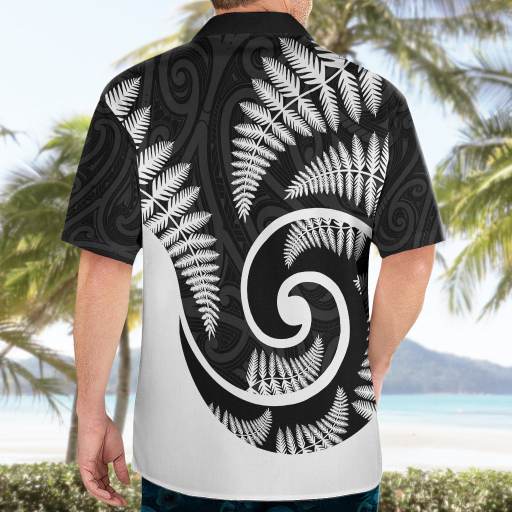 New Zealand Hawaiian Shirt Maori With Silver Fern White LT6 - Wonder Print Shop
