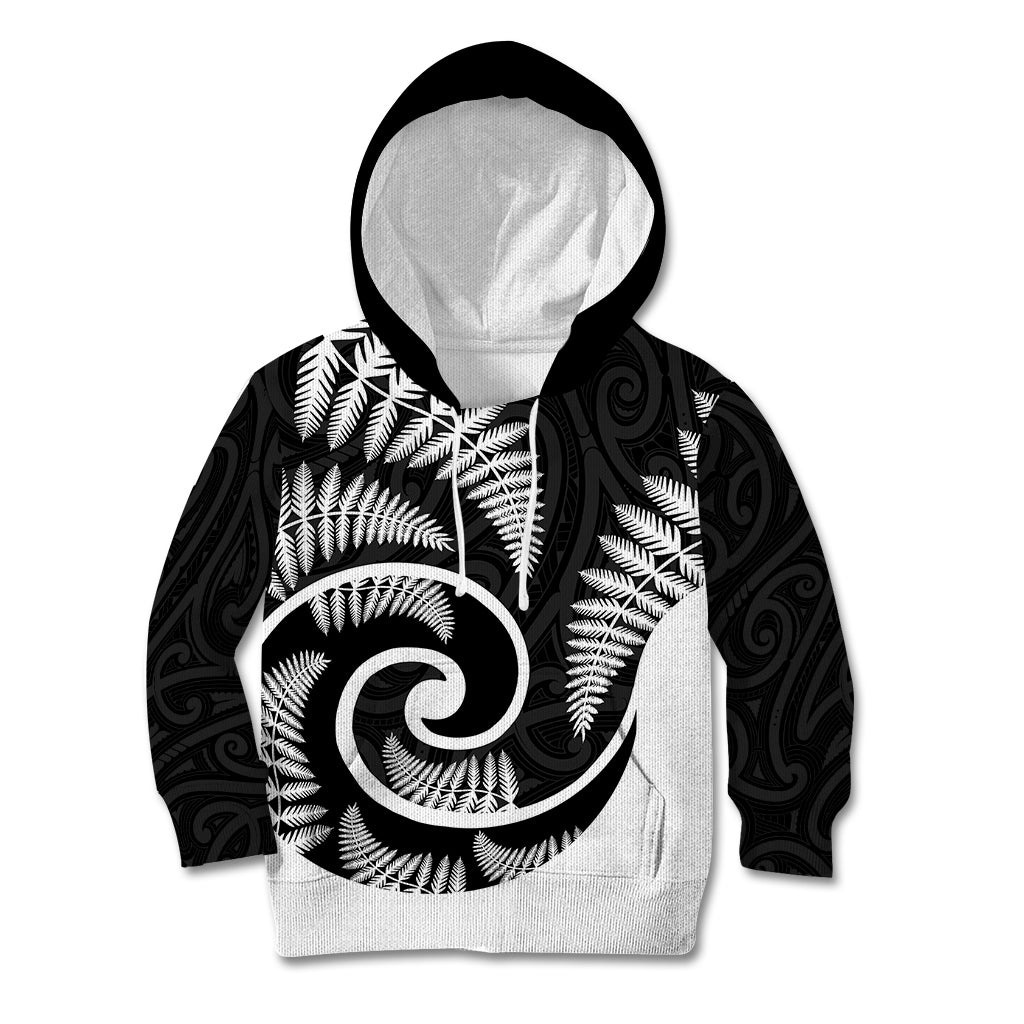 New Zealand Kid Hoodie Maori With Silver Fern White LT6 - Wonder Print Shop