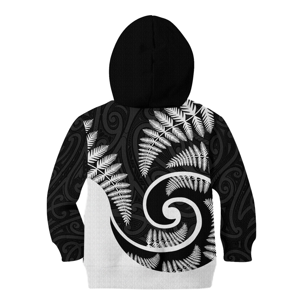 New Zealand Kid Hoodie Maori With Silver Fern White LT6 - Wonder Print Shop