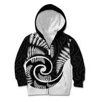 New Zealand Kid Hoodie Maori With Silver Fern White LT6 - Wonder Print Shop