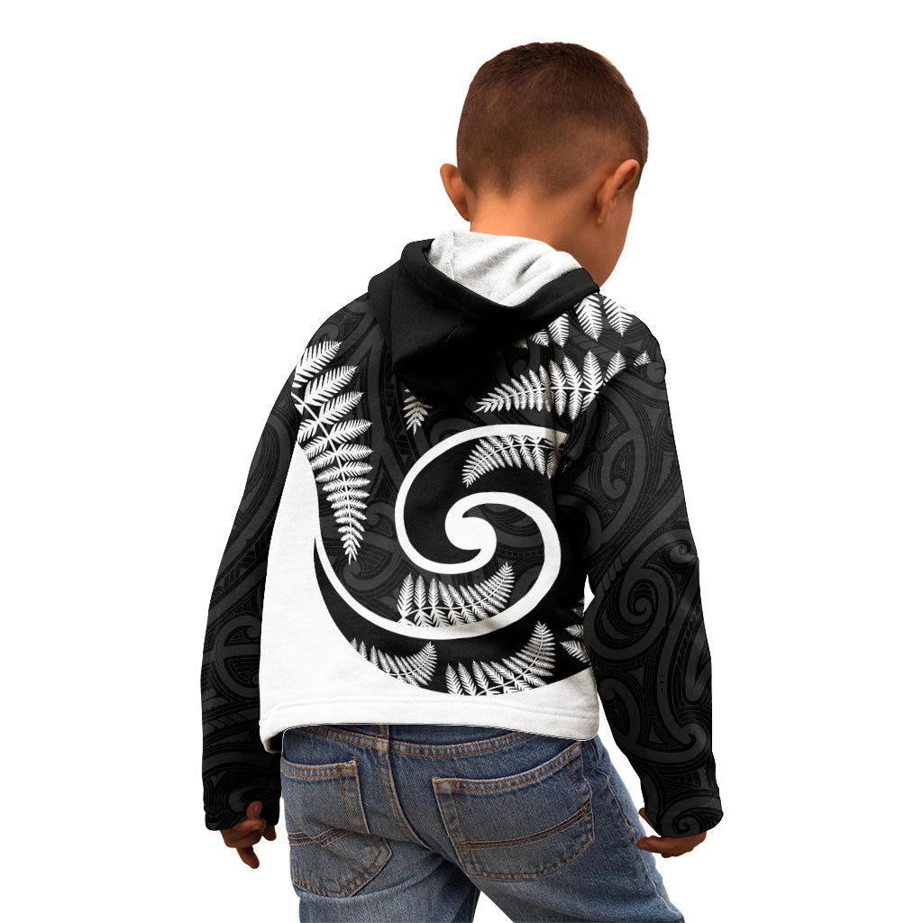 New Zealand Kid Hoodie Maori With Silver Fern White LT6 - Wonder Print Shop