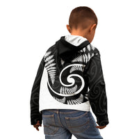 New Zealand Kid Hoodie Maori With Silver Fern White LT6 - Wonder Print Shop