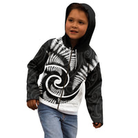 New Zealand Kid Hoodie Maori With Silver Fern White LT6 - Wonder Print Shop