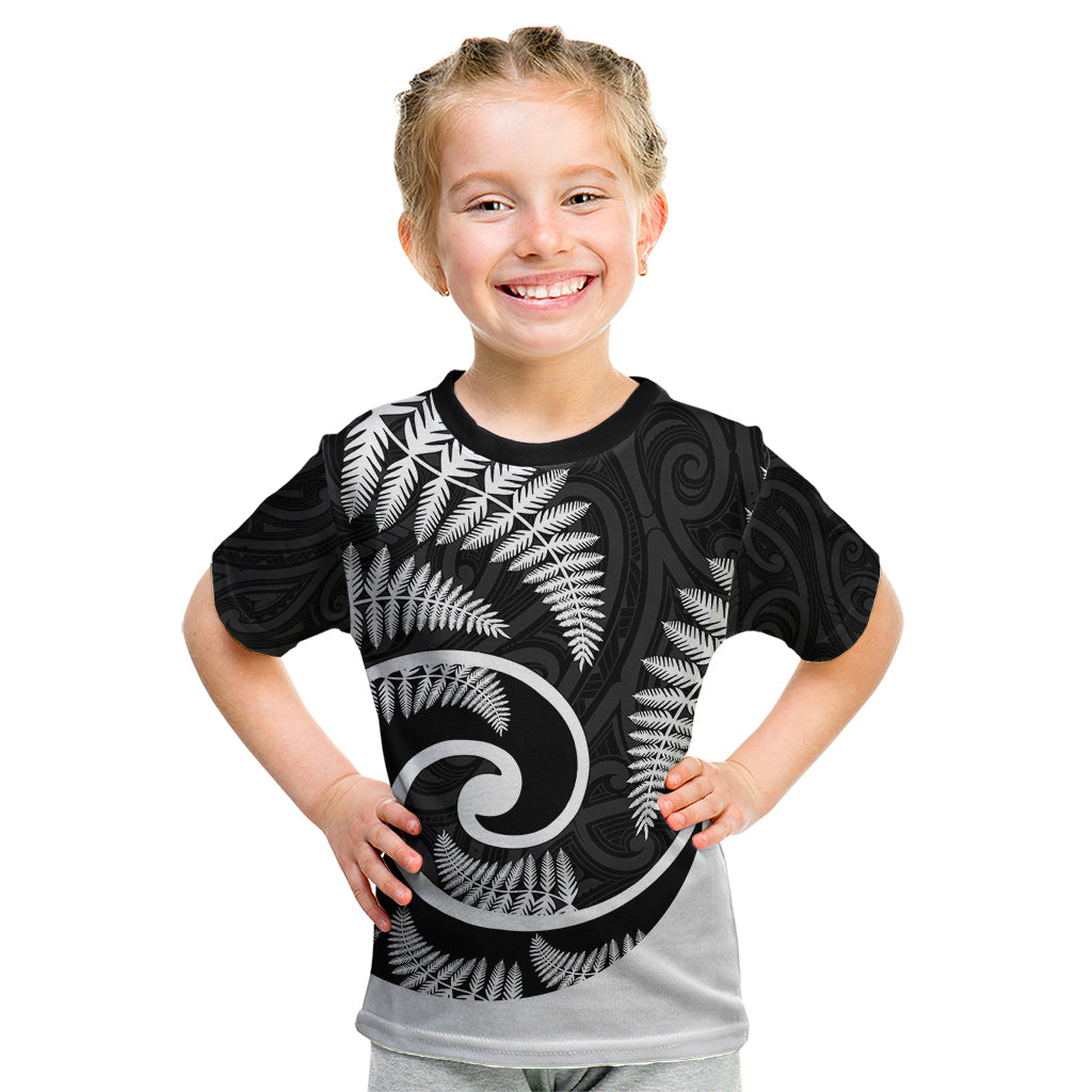 New Zealand Kid T Shirt Maori With Silver Fern White LT6 - Wonder Print Shop