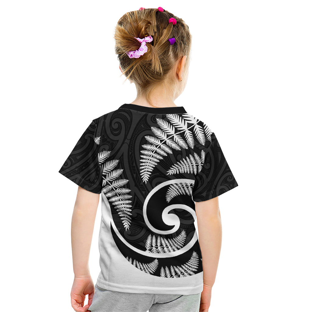New Zealand Kid T Shirt Maori With Silver Fern White LT6 - Wonder Print Shop