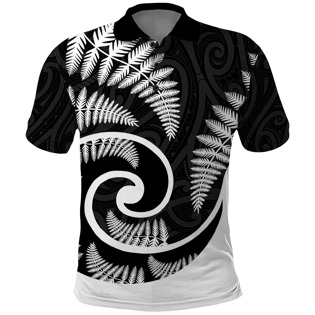 New Zealand Polo Shirt Maori With Silver Fern White LT6 - Wonder Print Shop