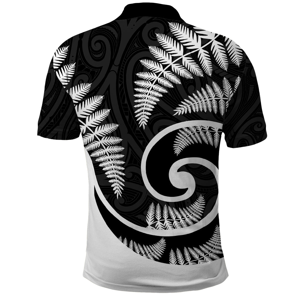 New Zealand Polo Shirt Maori With Silver Fern White LT6 - Wonder Print Shop