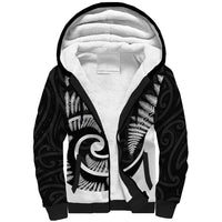 New Zealand Sherpa Hoodie Maori With Silver Fern White LT6 - Wonder Print Shop