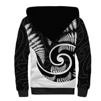 New Zealand Sherpa Hoodie Maori With Silver Fern White LT6 - Wonder Print Shop