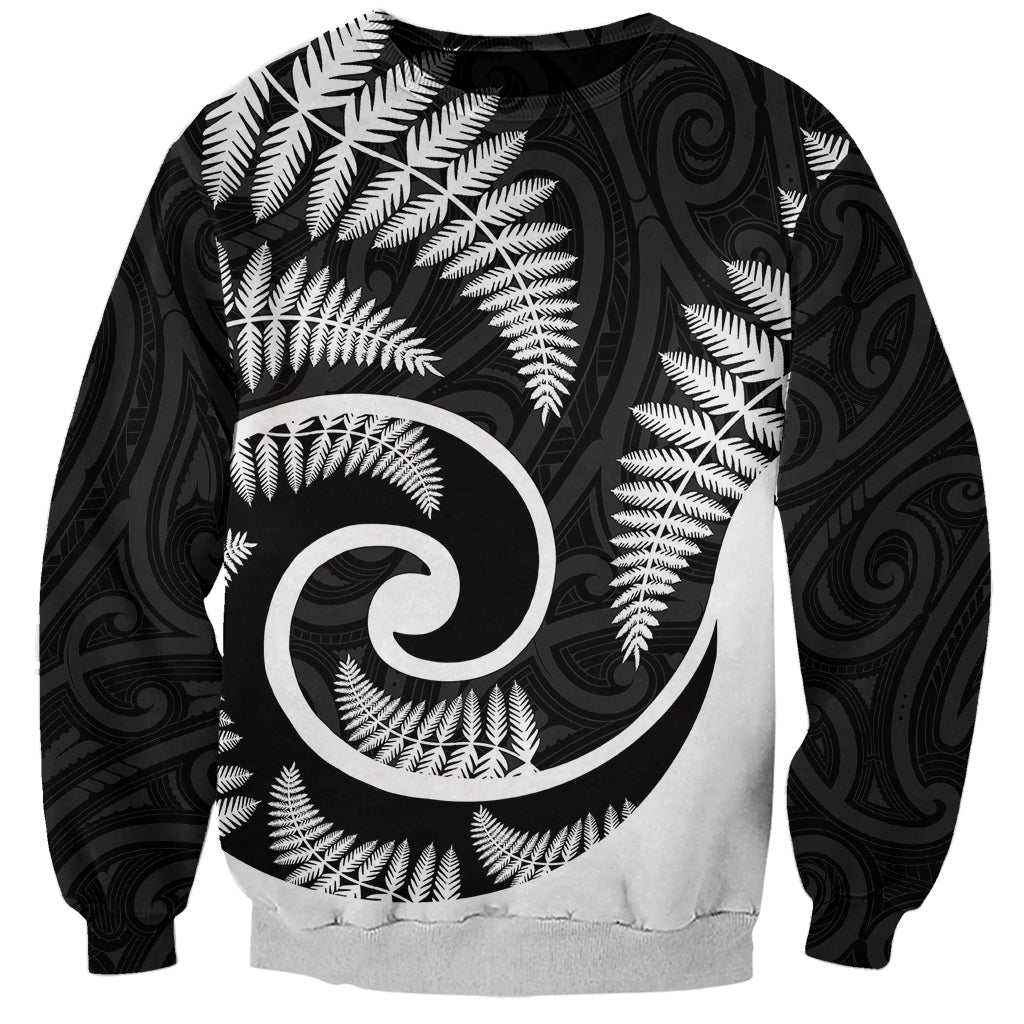 New Zealand Sweatshirt Maori With Silver Fern White LT6 - Wonder Print Shop
