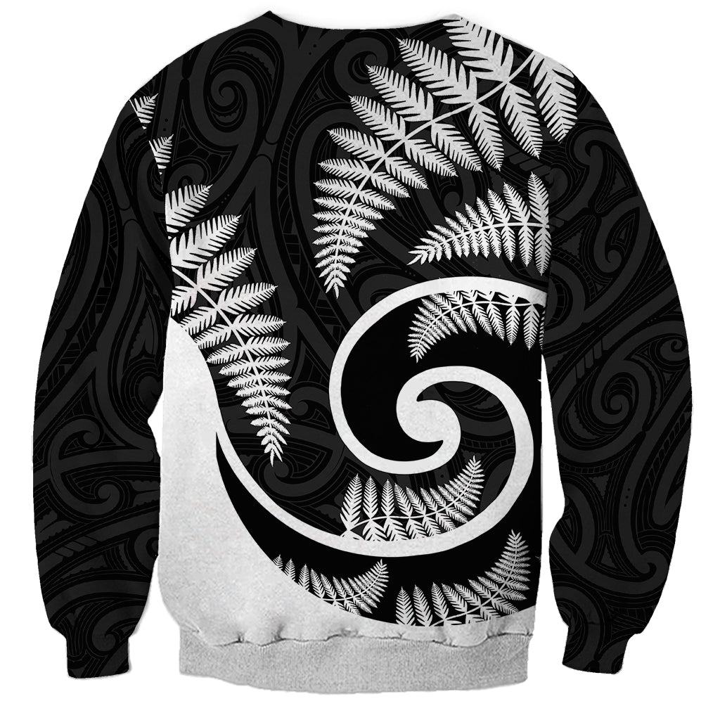 New Zealand Sweatshirt Maori With Silver Fern White LT6 - Wonder Print Shop