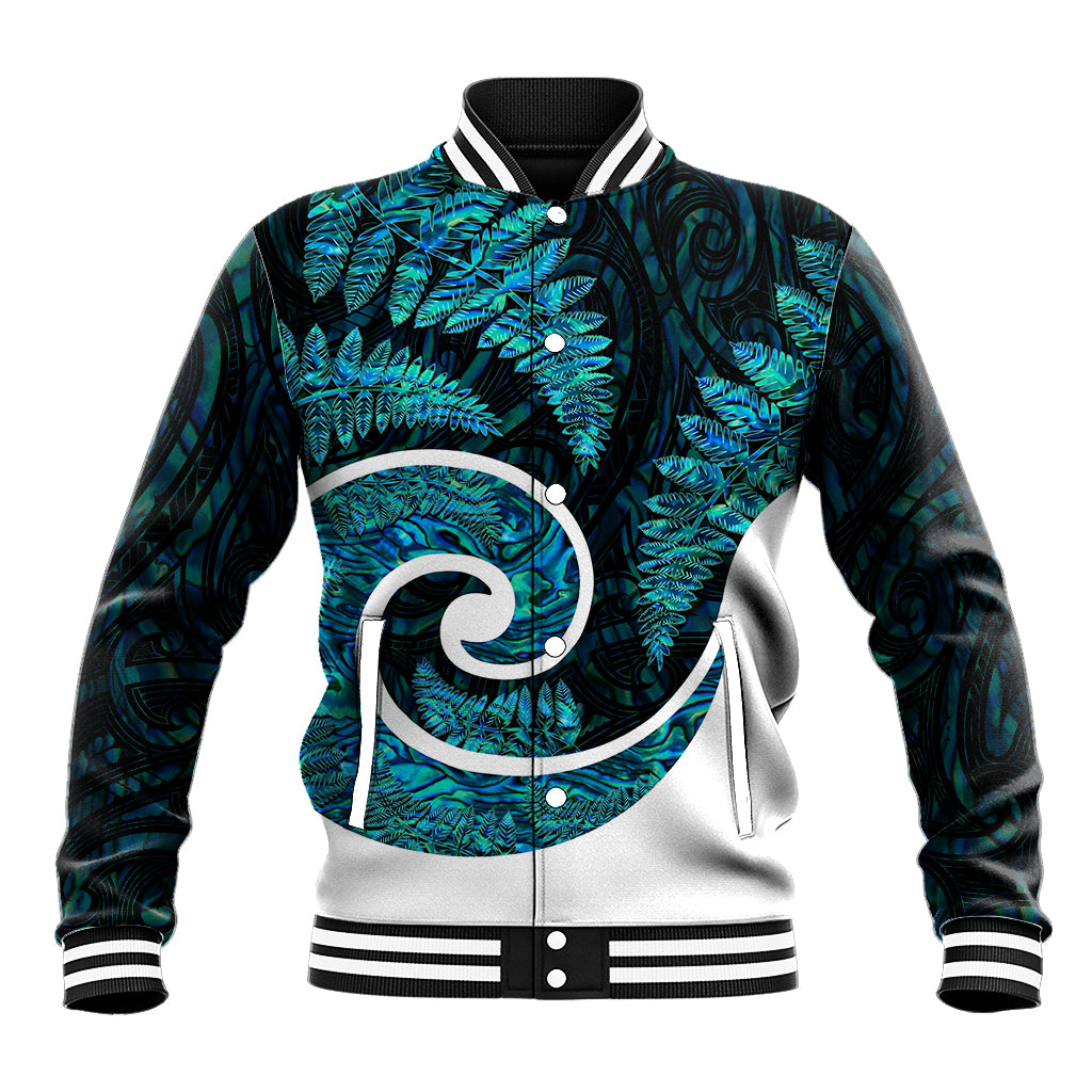 New Zealand Baseball Jacket Maori With Silver Fern Papua Shell Green Ver.1 LT6 - Wonder Print Shop