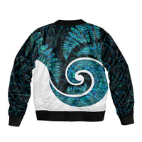 New Zealand Bomber Jacket Maori With Silver Fern Papua Shell Green Ver.1 LT6 - Wonder Print Shop