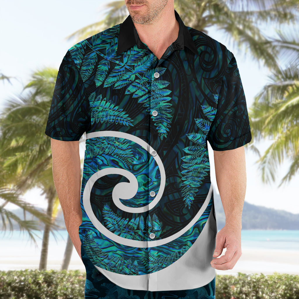 New Zealand Hawaiian Shirt Maori With Silver Fern Papua Shell Green Ver.1 LT6 - Wonder Print Shop
