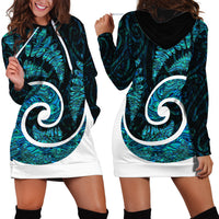 New Zealand Hoodie Dress Maori With Silver Fern Papua Shell Green Ver.1 LT6 - Wonder Print Shop