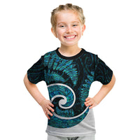 New Zealand Kid T Shirt Maori With Silver Fern Papua Shell Green Ver.1 LT6 - Wonder Print Shop