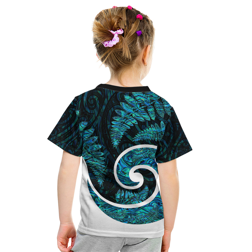 New Zealand Kid T Shirt Maori With Silver Fern Papua Shell Green Ver.1 LT6 - Wonder Print Shop