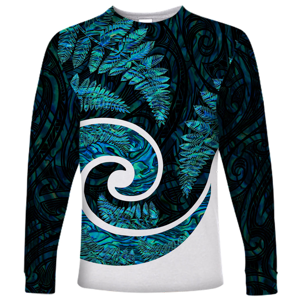 New Zealand Long Sleeve Shirt Maori With Silver Fern Papua Shell Green Ver.1 LT6 - Wonder Print Shop