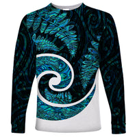New Zealand Long Sleeve Shirt Maori With Silver Fern Papua Shell Green Ver.1 LT6 - Wonder Print Shop