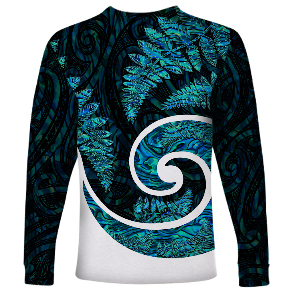 New Zealand Long Sleeve Shirt Maori With Silver Fern Papua Shell Green Ver.1 LT6 - Wonder Print Shop