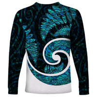 New Zealand Long Sleeve Shirt Maori With Silver Fern Papua Shell Green Ver.1 LT6 - Wonder Print Shop