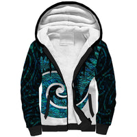 New Zealand Sherpa Hoodie Maori With Silver Fern Papua Shell Green Ver.1 LT6 - Wonder Print Shop
