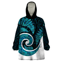 New Zealand Wearable Blanket Hoodie Maori With Silver Fern Papua Shell Green Ver.1 LT6 - Wonder Print Shop