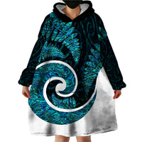 New Zealand Wearable Blanket Hoodie Maori With Silver Fern Papua Shell Green Ver.1 LT6 - Wonder Print Shop