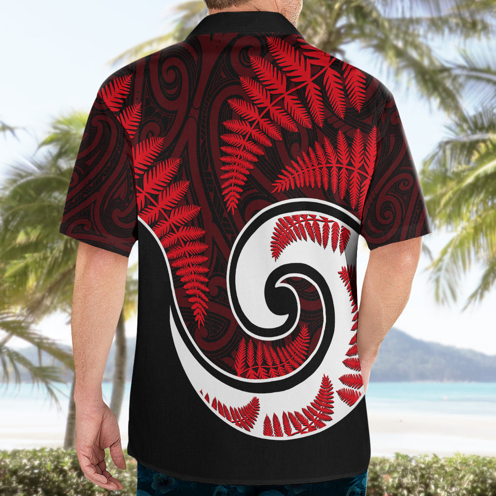 New Zealand Hawaiian Shirt Maori With Silver Fern Red LT6 - Wonder Print Shop