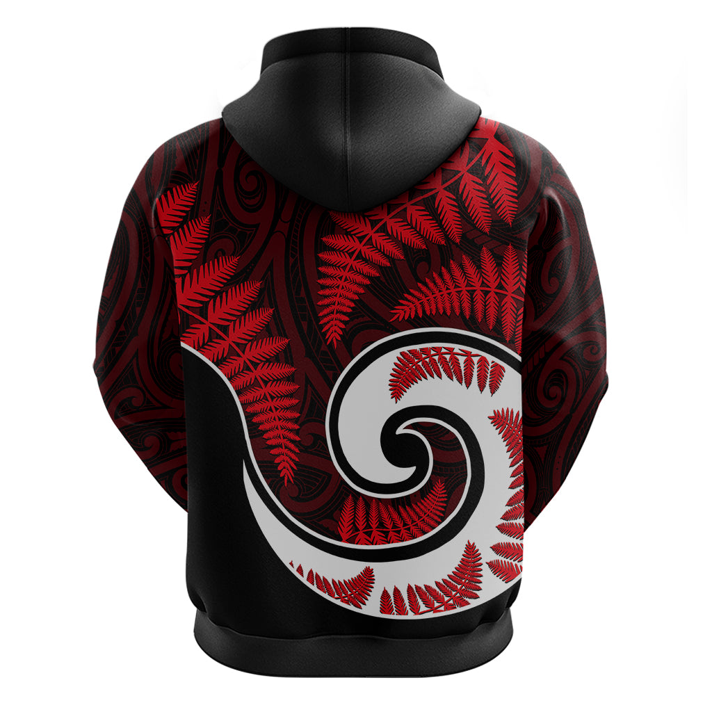 New Zealand Hoodie Maori With Silver Fern Red LT6 - Wonder Print Shop
