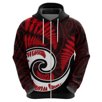New Zealand Hoodie Maori With Silver Fern Red LT6 - Wonder Print Shop