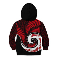 New Zealand Kid Hoodie Maori With Silver Fern Red LT6 - Wonder Print Shop