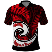 New Zealand Polo Shirt Maori With Silver Fern Red LT6 - Wonder Print Shop