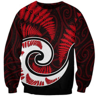 New Zealand Sweatshirt Maori With Silver Fern Red LT6 - Wonder Print Shop