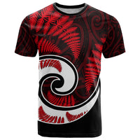 New Zealand T Shirt Maori With Silver Fern Red LT6 - Wonder Print Shop